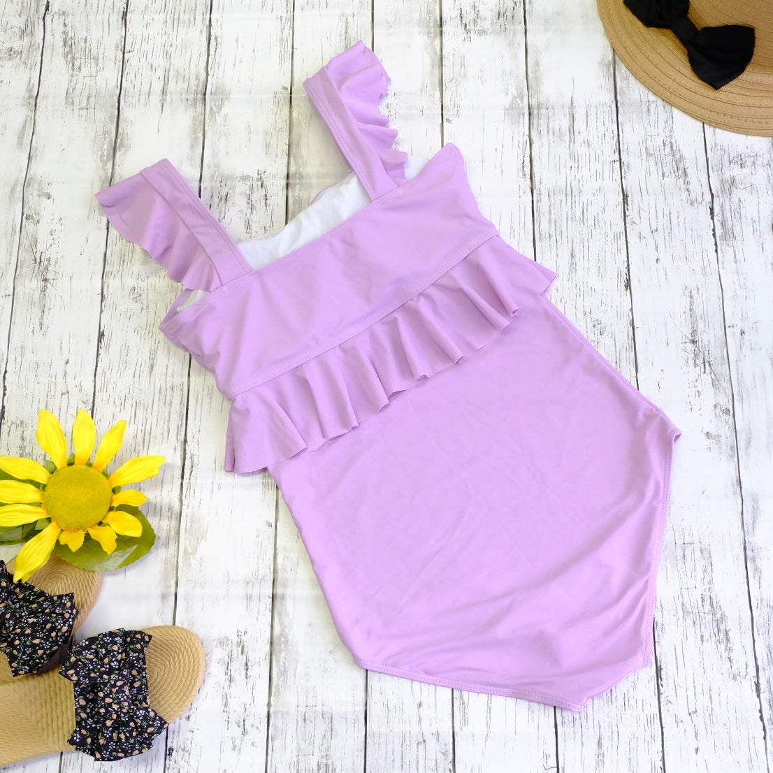 フリルショルダーワンピース水着 purple | rachagirl