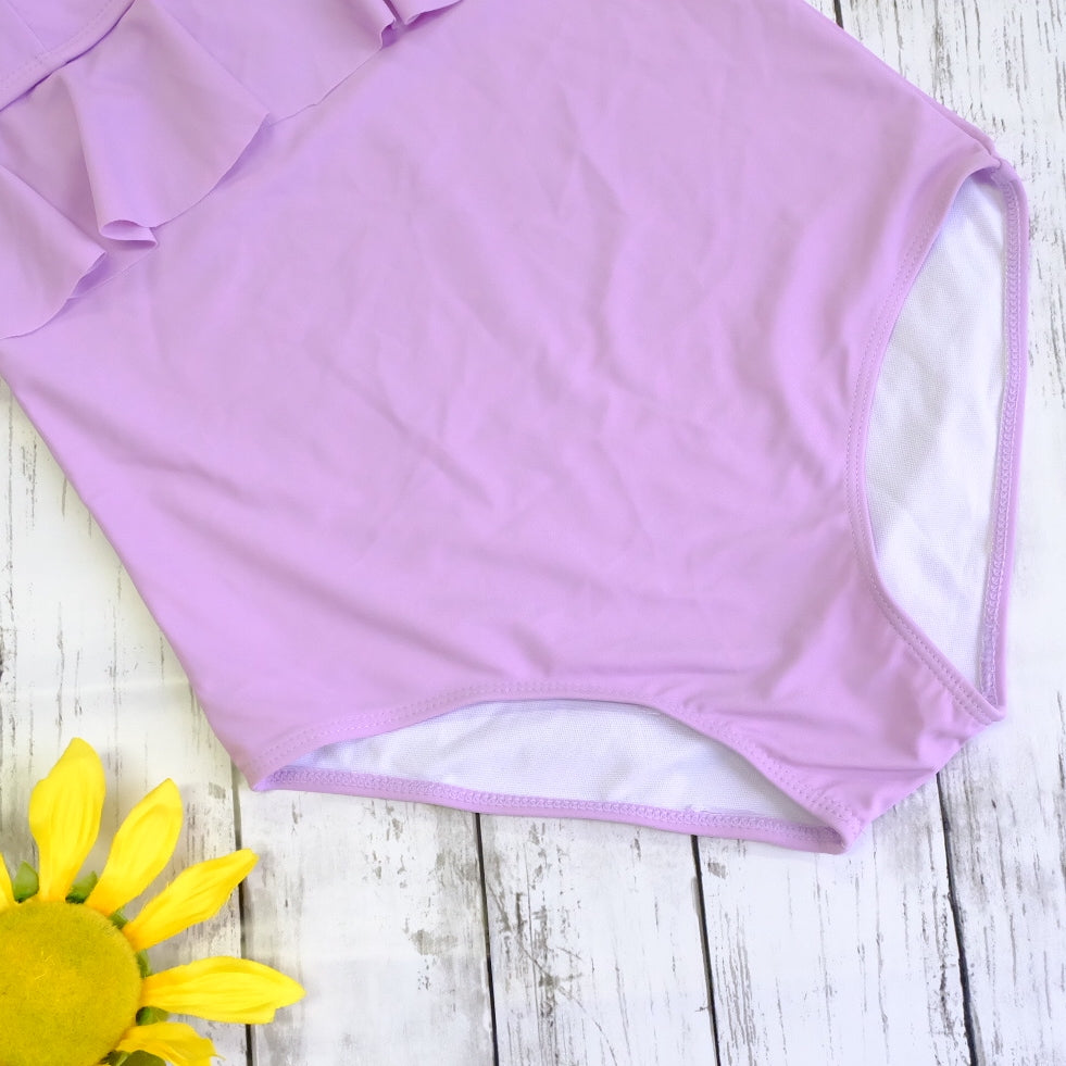 フリルショルダーワンピース水着 purple | rachagirl
